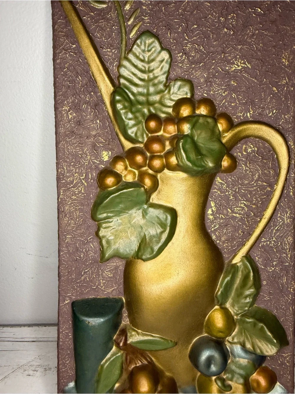 Vintage Florentine Art Studio Golden Chalkware Wall Plaques by Richardson, Jewel